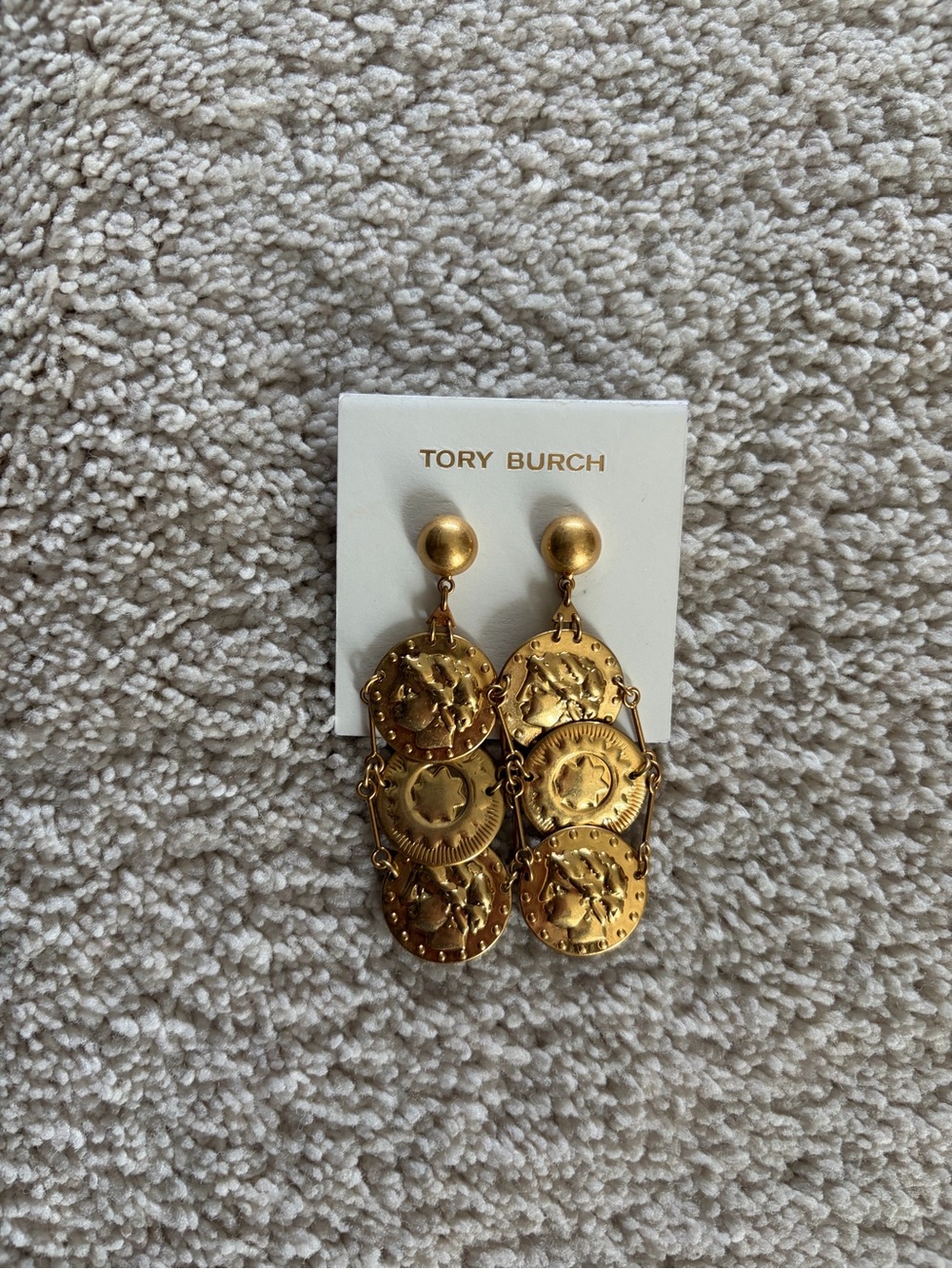Tory Burch Gold Coin Drop Earrings